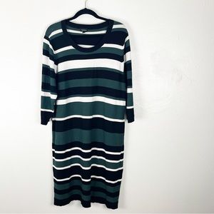 TORRID Striped Ribbed Knit High Neck Long Sleeves Bodycon Midi Dress, Size 3X